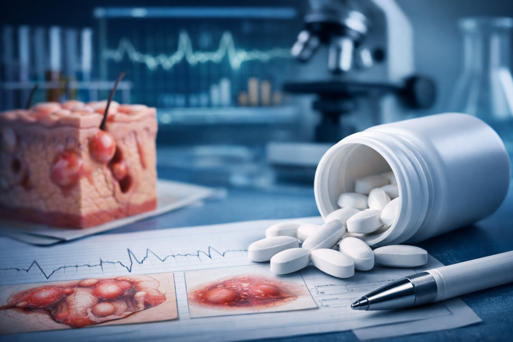 Representative image of oral hidradenitis suppurativa treatment research as Incyte Corporation reports positive 54-week povorcitinib Phase 3 data, highlighting the race to expand HS therapy options.