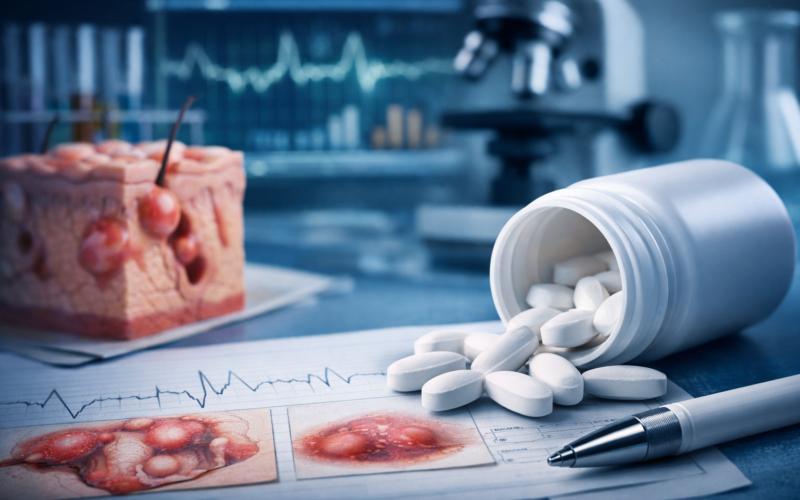 Representative image of oral hidradenitis suppurativa treatment research as Incyte Corporation reports positive 54-week povorcitinib Phase 3 data, highlighting the race to expand HS therapy options.