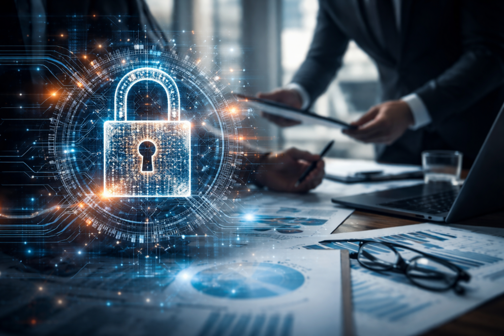 Representative image of post-quantum cryptography risk in enterprise cybersecurity as Bain & Company and International Business Machines Corporation collaborate to help private equity and corporate clients prepare for the quantum computing security era.