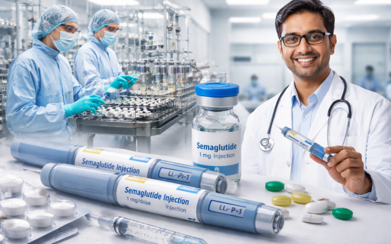 Representative image of semaglutide injection pens and vials, highlighting Glenmark Pharmaceuticals’ GLIPIQ launch in India as the generic GLP-1 diabetes treatment market begins following patent expiry.