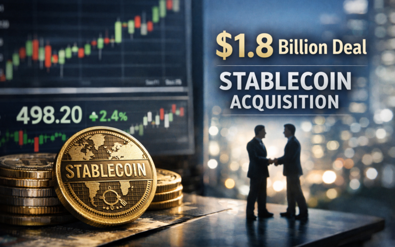 Representative image of a stablecoin payment transaction illustrating Mastercard Incorporated’s $1.8 billion acquisition of BVNK, a landmark deal aimed at expanding Mastercard’s global payments network into blockchain-based stablecoin infrastructure for cross-border payments and digital settlement.