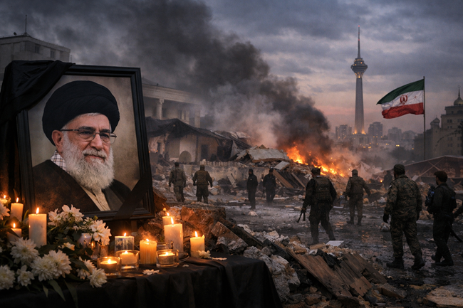 Representative image: A symbolic view of Tehran following reports of Supreme Leader Ayatollah Ali Khamenei’s death, as Iran signals retaliation and the Islamic Republic enters a volatile transition phase with regional and global consequences.