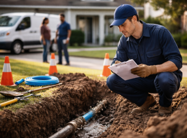 Representative image: A technician inspects an underground home service line during maintenance work, illustrating how the Gas South and Oncourse Home Solutions partnership aims to help Georgia homeowners manage costly water, sewer, and gas line repairs through new protection programs.