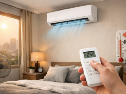 Representative image of a 1.5-ton inverter split air conditioner cooling a bedroom during peak Indian summer heat, illustrating the Carrier ESTER EDGE Gxi review and what buyers should know before choosing a 5-star AC.