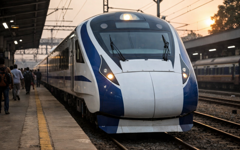 Representative image of a Vande Bharat Express train at an Indian railway platform, illustrating the Business News Today feature on whether 20834 Vande Bharat Express remains the best Secunderabad to Visakhapatnam train option in 2026.