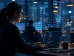 Representative image of AI-assisted software development in an enterprise environment, illustrating why Accenture’s investment in Replit could reshape how large companies build, test, and deploy applications faster.