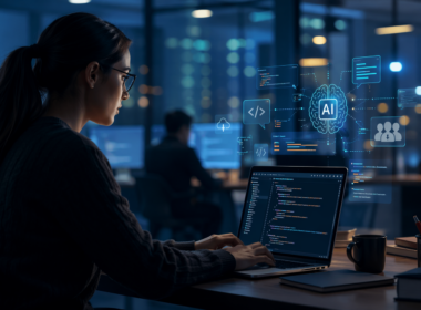 Representative image of AI-assisted software development in an enterprise environment, illustrating why Accenture’s investment in Replit could reshape how large companies build, test, and deploy applications faster.