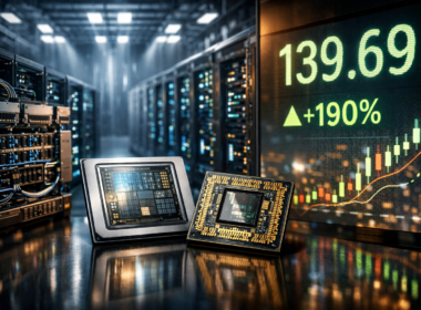 Representative image of AI data centre chips and server infrastructure, illustrating why Marvell Technology is drawing investor attention after the Nvidia-backed NVLink Fusion partnership and ahead of its Q1 FY27 earnings.