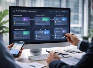Representative image of an AI-powered insurance agency workflow dashboard, illustrating how COVU OS is aiming to automate policy servicing, task routing, and operational efficiency in insurance distribution.