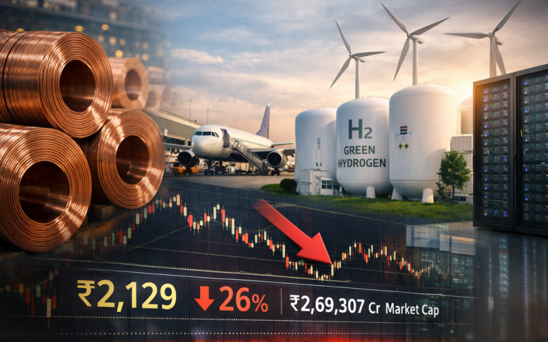 Representative image of Adani Enterprises Limited’s next-growth bets across copper, airports, data centres, and green hydrogen as investors assess whether the flagship’s sum-of-parts story can narrow the gap in the Adani Enterprises share price.