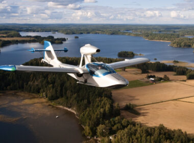 Atol Aurora in flight, the aircraft platform at the center of Sensofusion’s move to take counter-drone systems to the skies through its Atol Aviation acquisition.