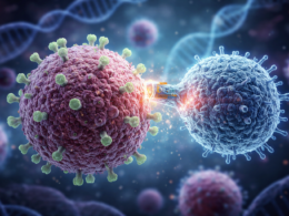 Representative image of CAR-NK therapy targeting acute myeloid leukemia, illustrating the AACR 2026 story on Precision Biologics’ newly presented AML antigen approach.