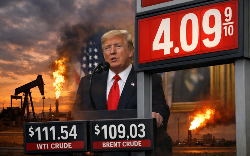 Representative image of surging oil prices and rising US gasoline costs after Donald Trump’s Iran speech rattled energy markets, sending crude to a six-year high and gas above $4 nationwide.