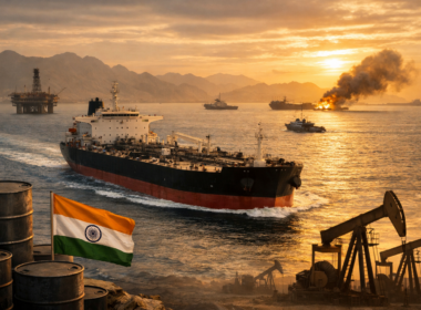 Representative image of an oil tanker and offshore energy infrastructure used for Business News Today’s report on India resuming Iranian crude oil purchases as the Strait of Hormuz crisis reshapes South Asian energy supply.
