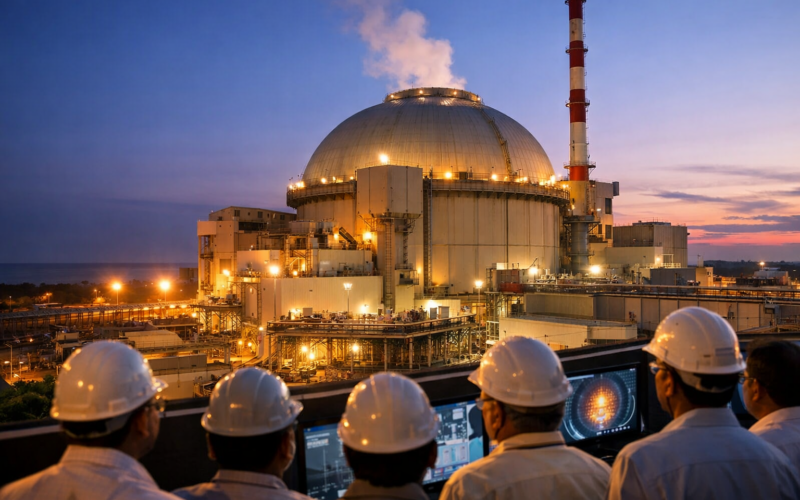 Representative image of India’s Prototype Fast Breeder Reactor at Kalpakkam, reflecting the milestone as the PFBR achieves first criticality and advances India’s three-stage nuclear programme toward long-term thorium-based energy security.