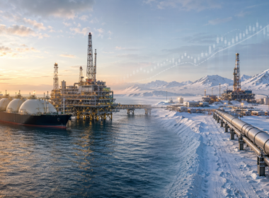 Representative image of LNG and oil infrastructure as Santos Limited reports first quarter 2026 production growth, Barossa LNG ramp-up, and Pikka project progress amid focus on cash flow and Santos share price momentum.