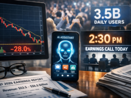 Meta Platforms stock image showing artificial intelligence, digital advertising, and earnings chart themes ahead of the company’s Q1 2026 results on April 29. Representative image.