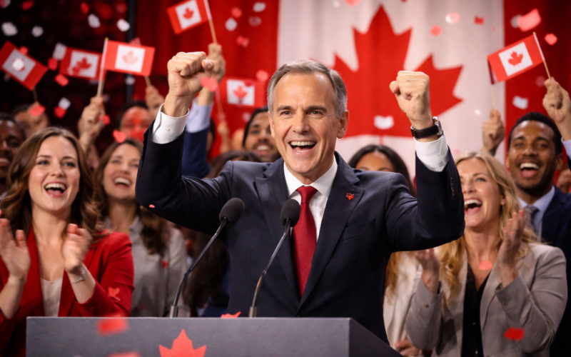 Representative image of Canada election night celebrations after Prime Minister Mark Carney’s Liberal Party secured a majority government, a result that could reshape the country’s political and legislative outlook.
