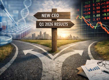 Representative image of molecular diagnostics, market volatility, and leadership transition themes as Qiagen (NYSE: QGEN) approaches its new CEO appointment and Q1 2026 earnings, with investors closely watching QIAstat-Dx, QuantiFERON, and strategic review developments.