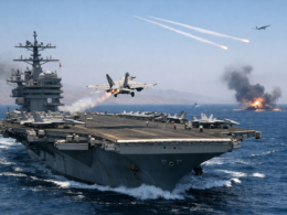 Representative image of a United States Navy aircraft carrier conducting combat flight operations at sea, illustrating the continuing focus on USS Abraham Lincoln sortie activity as Iran repeats unverified strike claims during Operation Epic Fury.