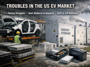 Representative image of South Korea battery makers reshaping North America strategy as LG Energy Solution, Samsung SDI, and SK On pivot from EV battery overcapacity toward energy storage systems and LFP expansion after the US electric vehicle market slowdown.
