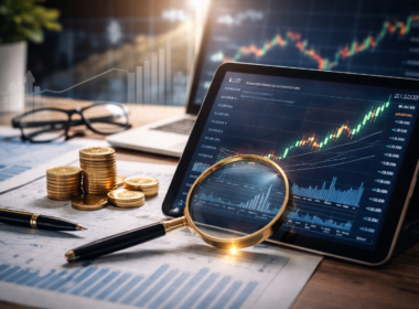 Representative image of stock market analysis tools and price charts used to illustrate our Standard Bank Group (JSE: SBK) retail investor roadmap as investors track the bank’s 2026 reset, valuation, and next potential catalyst.