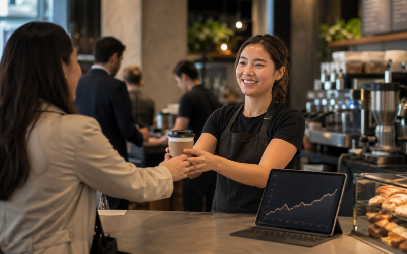 Representative image of a busy coffee shop setting, reflecting Starbucks Corporation’s fiscal second-quarter turnaround as stronger comparable store sales, raised 2026 guidance, and renewed investor confidence put its Back to Starbucks strategy back in focus.