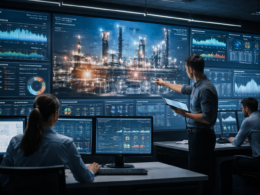 Representative image of an energy operations control room, illustrating how SymphonyAI’s new industrial AI applications could help improve asset reliability, refinery performance, pipeline monitoring, and emissions compliance.