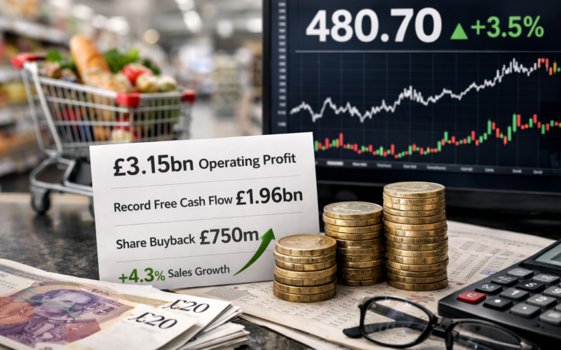 Representative image of Tesco PLC’s supermarket and financial performance theme after the retailer reported £3.15bn adjusted operating profit, record free cash flow, and a new £750m share buyback.