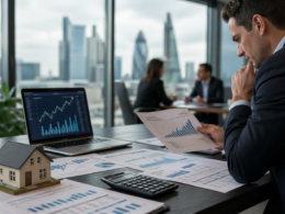 Representative image of UK banking analysts reviewing mortgage and earnings data as Lloyds Banking Group reports stronger first-quarter 2026 profit, upgraded net interest income guidance, and renewed investor debate over whether structural hedge tailwinds can offset a weaker UK macro outlook.