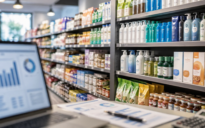 Representative image of consumer goods shelves and sales analytics, highlighting how Unilever PLC’s Q1 2026 volume recovery and portfolio reshaping are shaping the ULVR investment story.