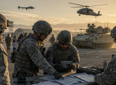 Representative image of United States Army soldiers reviewing operational plans as the service advances its Fiscal Year 2027 budget request, a $253 billion push tied to force modernisation, readiness, and family support.