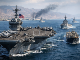 Representative image of a United States Navy carrier strike group at sea, used to illustrate the report on the United States naval blockade of Iranian ports and the widening maritime confrontation with Iran in April 2026.