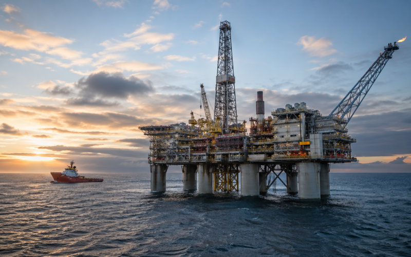 Representative image of an offshore oil and gas platform in the Norwegian continental shelf, illustrating why Vår Energi ASA’s record Q1 2026 production, strong cash flow, and dividend outlook are drawing investor attention.
