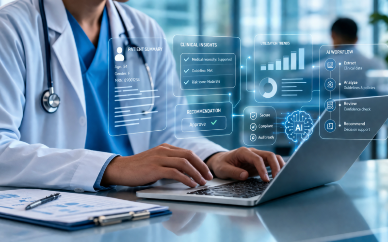 Representative image of healthcare professionals using artificial intelligence and clinical data automation tools, illustrating how the Korcomptenz and Hindsait partnership aims to transform healthcare operations with responsible AI.