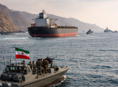 Representative image of commercial shipping and naval activity in the Strait of Hormuz, as Iran reopens the key oil transit route while uncertainty over the United States naval blockade continues.
