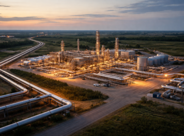 Representative image of a midstream energy facility and pipeline network, illustrating why Summit Midstream Corporation’s $42 million Tailwater-backed equity raise could matter for debt reduction, growth projects, and future SMC stock sentiment.