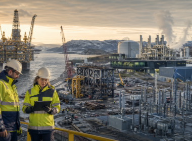 Representative image of engineers overseeing offshore energy infrastructure, industrial fabrication, grid systems and future-energy assets as Aker Solutions enters 2026 with record order intake, stronger backlog visibility and a broader push beyond traditional oilfield services.