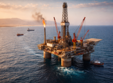 Representative image of an offshore gas platform in the Eastern Mediterranean, illustrating Eni S.p.A.’s 2 Tcf gas discovery offshore Egypt and the fast-track development potential near existing Temsah infrastructure.