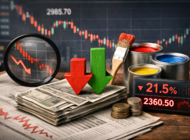 Representative image of paint cans and market trend visuals for a story on Asian Paints Q4 FY26 results, margin pressure, and the intensifying paint sector competition in India.