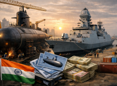 Representative image of a submarine and warship under construction at an Indian naval shipyard, illustrating why Mazagon Dock Shipbuilders Limited could be at the centre of Project 75 India, the biggest defence contract in Indian history.