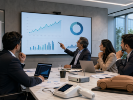 Representative image of a technology-led engineering services team reviewing growth, margins, and product innovation, reflecting the themes behind Tata Elxsi Limited’s Q4 FY26 results, deal momentum, and valuation debate.