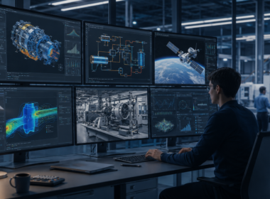 Representative image: An AI-powered industrial digital twin interface visualises complex machinery, cooling systems, and simulation data, reflecting how JuliaHub’s Dyad 3.0 could accelerate agentic AI adoption in physical engineering after its $65 million Series B raise.