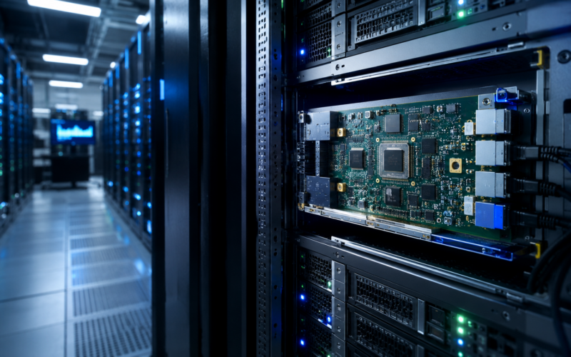 Representative image of advanced datacenter server hardware and programmable control systems, highlighting how the ASPEED Technology and Lattice Semiconductor partnership could reshape AI infrastructure management and next-generation server architecture.