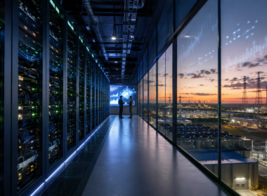 Representative image of a large AI data center and compute infrastructure campus, reflecting how Anthropic’s multibillion-dollar SpaceX capacity deal could reshape frontier AI growth, profitability, and private tech valuations.
