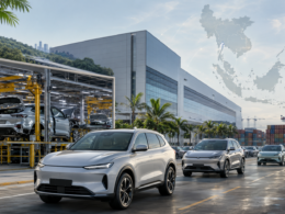 Representative image of electric vehicles moving from a Southeast Asian factory to export logistics, highlighting how BYD Co. Ltd.’s rapid Thailand, Indonesia and Vietnam expansion is reshaping the region’s EV manufacturing race.