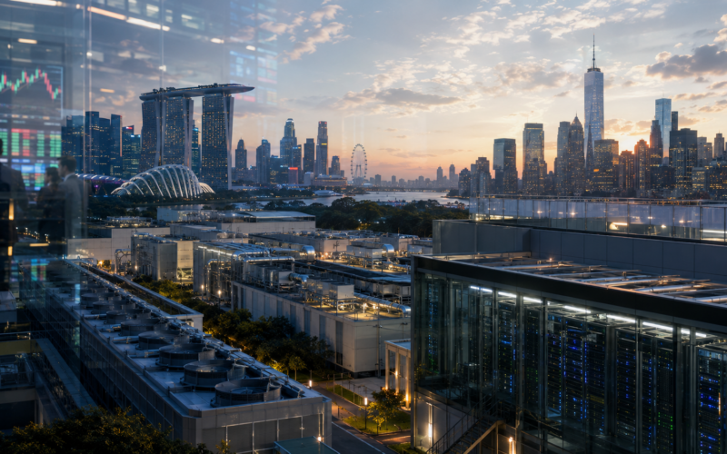 Representative image: DayOne’s reported $5 billion Singapore-New York dual listing plan highlights how AI data centre demand, global IPO liquidity and Singapore’s capital-market ambitions are converging in one high-stakes infrastructure story.