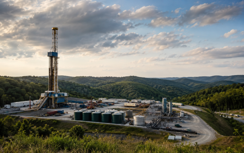 Representative image: A natural gas drilling site in a shale basin reflects Devon Energy’s reported $8 billion Marcellus asset offer, highlighting how shale portfolio discipline, natural gas monetisation and post-Coterra merger strategy are reshaping U.S. energy M&A.