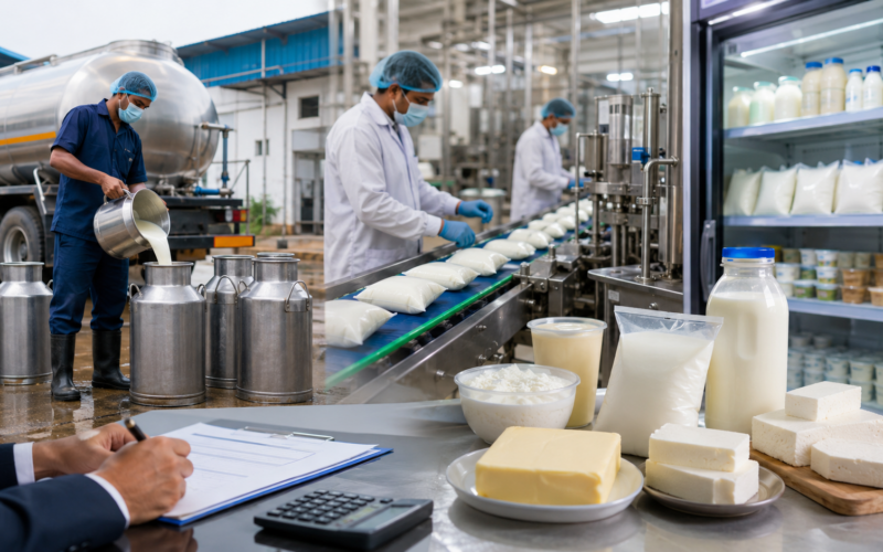 Representative image: Dodla Dairy Limited’s FY26 results highlight how record milk sales volumes, value-added dairy products, and expanding processing capacity are shaping India’s dairy growth story even as procurement costs keep margins under pressure.