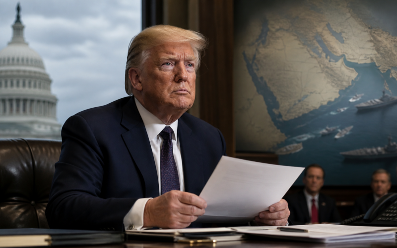 Representative image: A White House-style crisis briefing scene illustrates United States President Donald Trump’s War Powers Resolution dispute with Congress after declaring that hostilities with Iran had formally ended, even as questions remain over the legal basis for the American military campaign in the Persian Gulf.